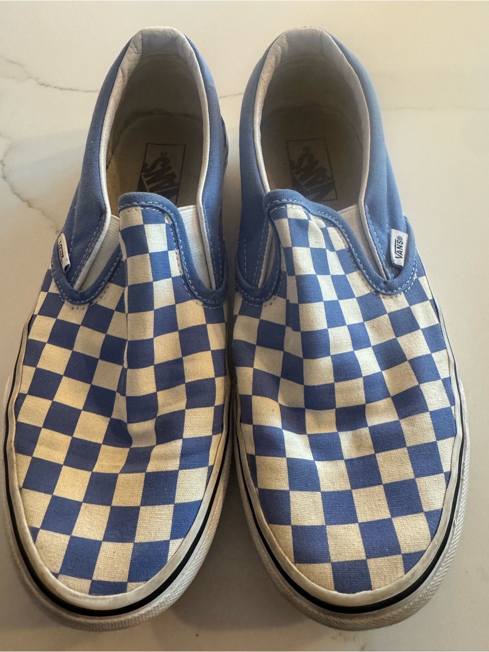 Vans Classic Slip-On Blue White Checkerboard Shoes Men’s 9 Women’s 10.5